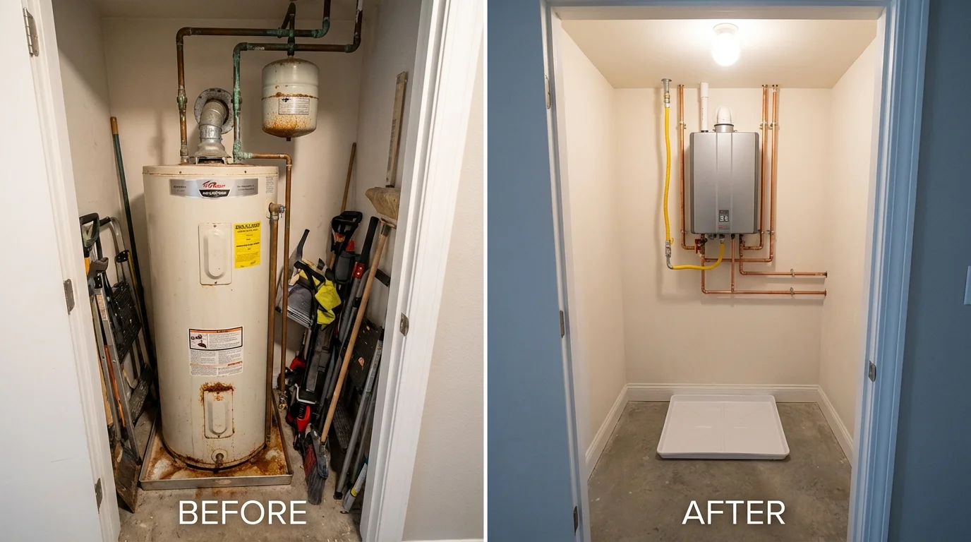 Tank water heater versus wall-mounted tankless unit comparison for Deltona, FL homeowners